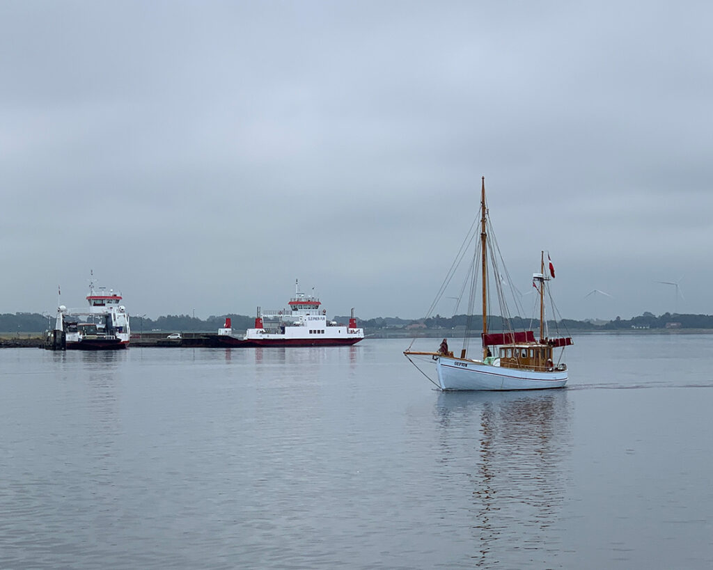 Fur færgen og fiskekutter på fjorden